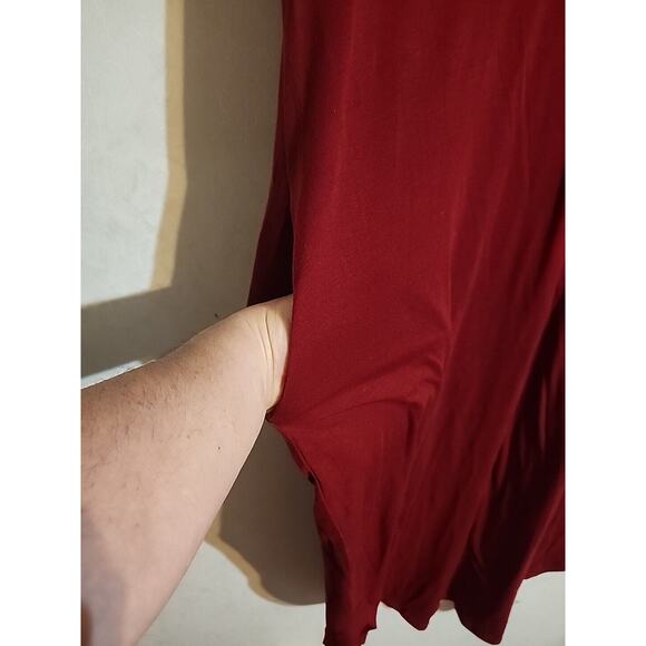 Kancy Store Maxi Dress Pockets Burgundy 2XL Scoop Neck & Back Short Sleeve - Picture 2 of 7